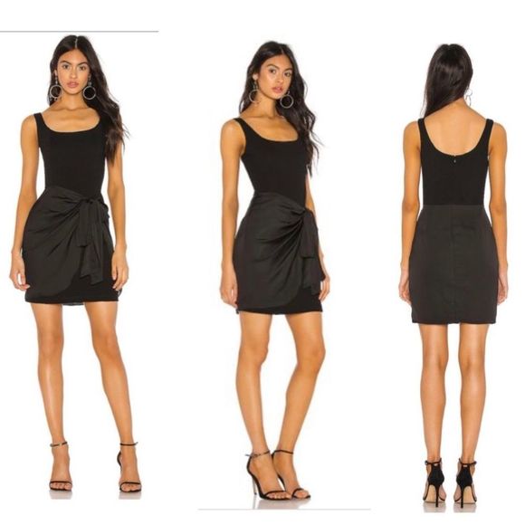 BAILEY 44 Synergetic Sarong Satin Wrap Dress In Black - Picture 1 of 4